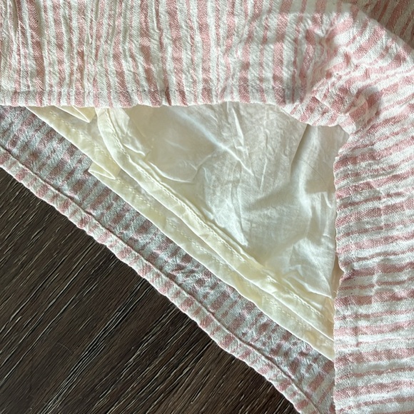 Cotton Candy LA 2 pc short set,pink/cream pin stripe, ruched, front tie bralette - Picture 6 of 7